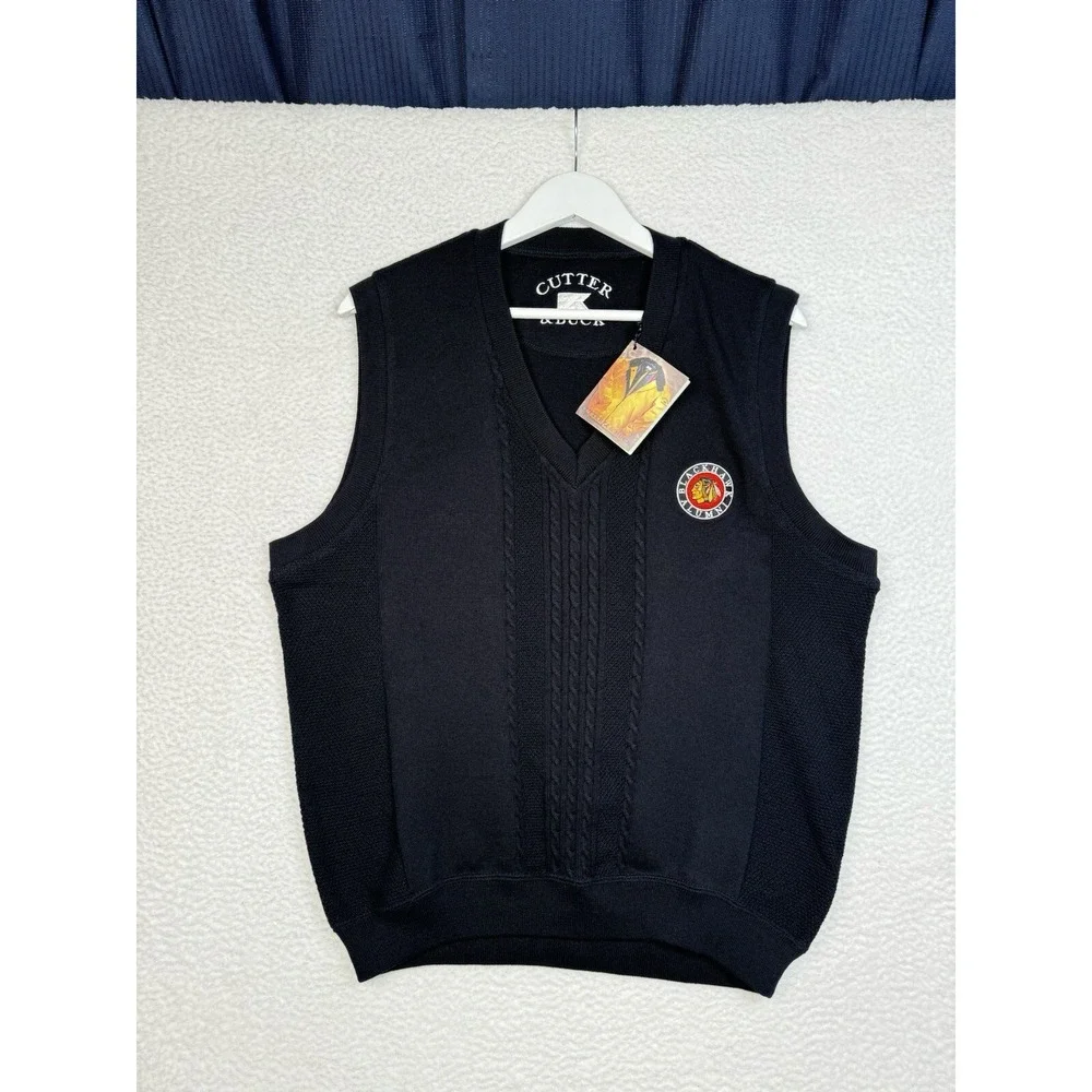 NEW - CUTTER & BUCK CHICAGO BLACKHAWKS ALUMNI Cotton Vest - Men's Medium